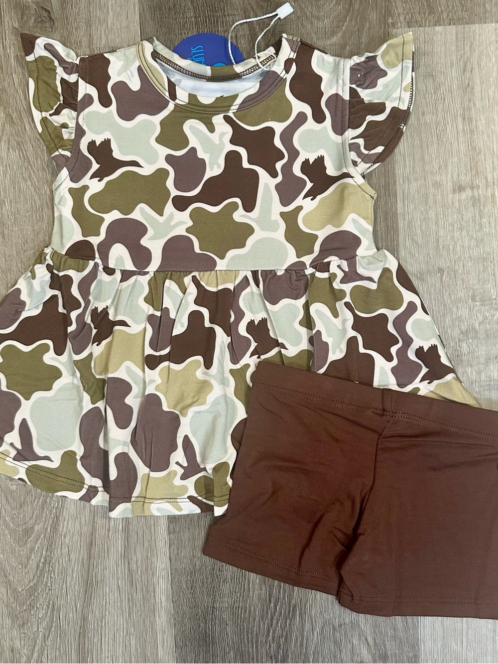 New Kids 2pc camo peplum short outfit